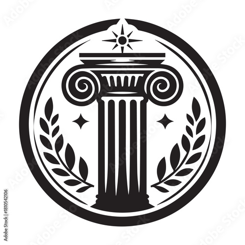 “Ancient Greek Ionic Column Vector Illustration”