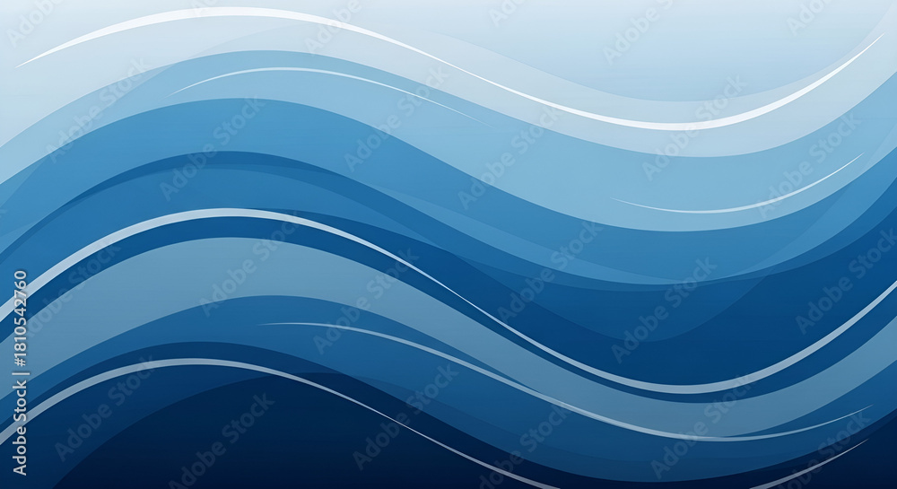 Fototapeta premium Abstract wavy blue layers creating a smooth, modern, and calming design that resembles gentle ocean waves.