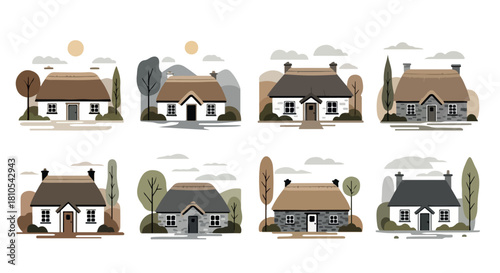 Cozy cottages in a rural landscape