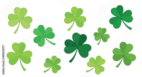 Green clover leaves scattered with transparent background