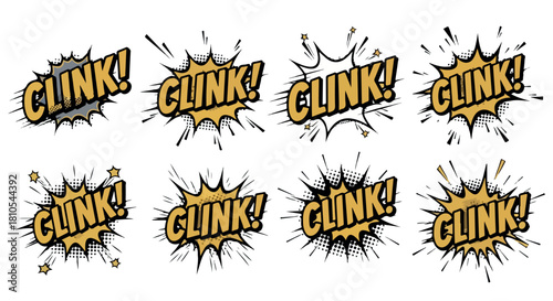 Clink sound effect bursts with transparent background