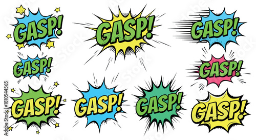 Comic speech bubbles gasp exclamation with dynamic lines