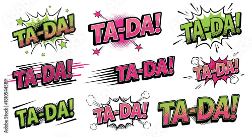 Ta-da exclamation with stars and bursts