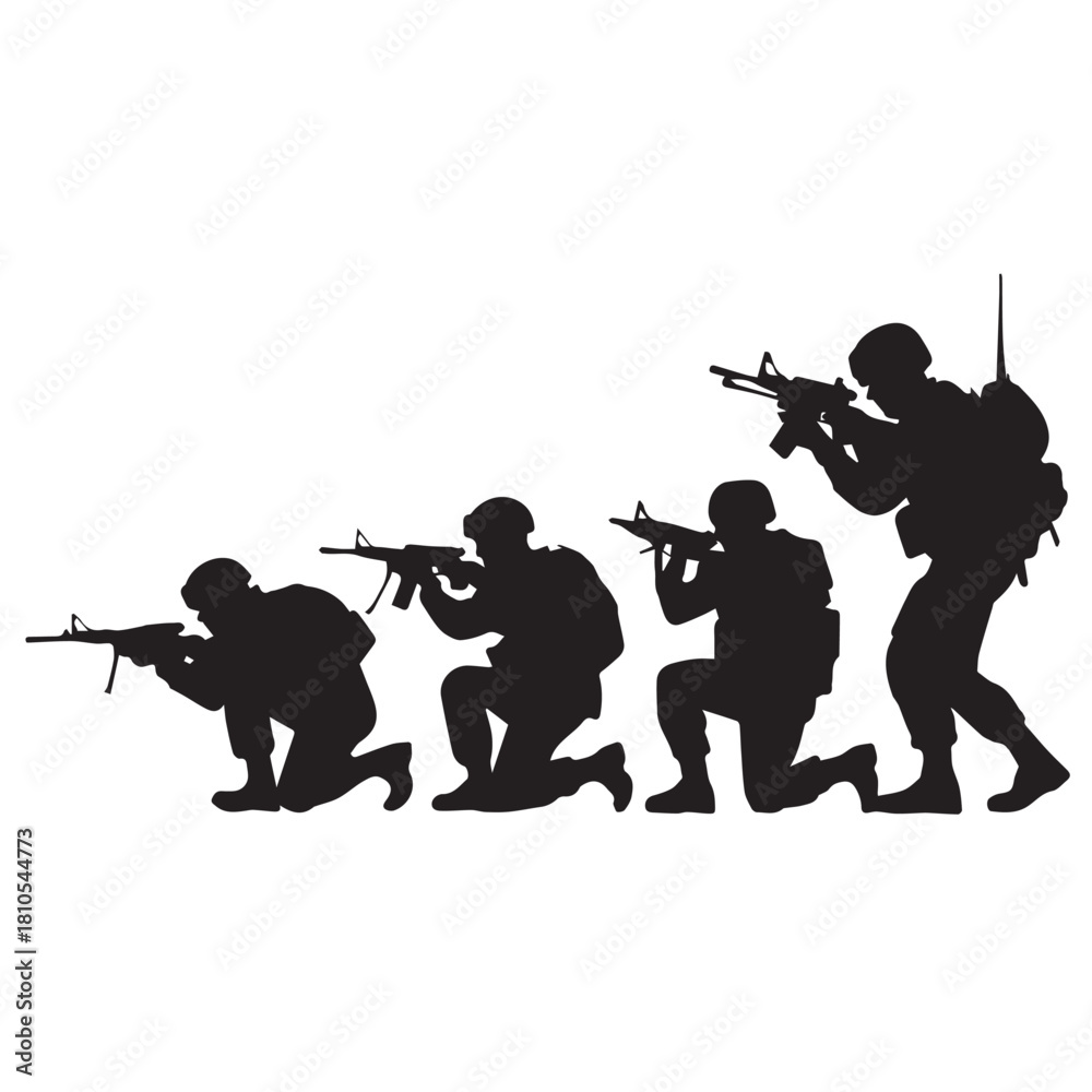 Obraz premium Silhouette of modern troops in Middle East silhouette