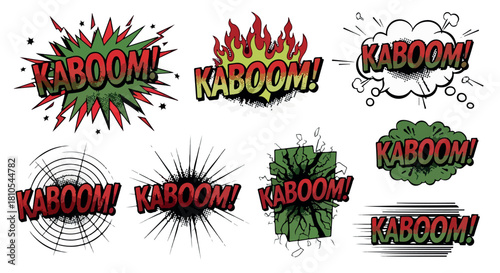 Kaboom explosion comic book style with transparent background
