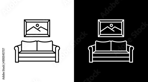 Sofa White Icon Set Design