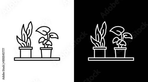 Plant White Icon Set Design