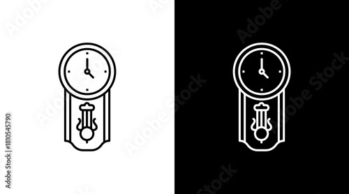 Vintage Clock White Icon Set Design