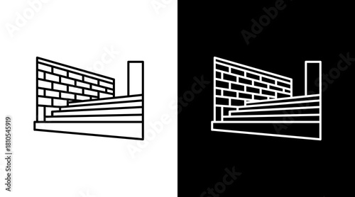 Stairs White Icon Set Design