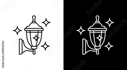 Outdoor Lighting White Icon Set Design