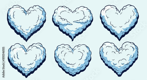 Cloud hearts collection with transparent background