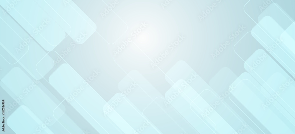 Obraz premium Abstract Blue Light Technology Background with Minimal Geometric Rounded Rectangles and Data Lines