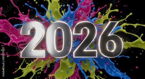 Happy New Year 2026 Celebration Greeting Card Festive Holiday Background with Sparkling Party Design