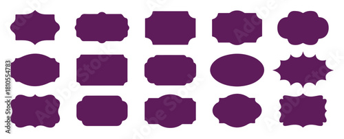 Elegant Collection of Decorative Label Shapes in Dark Purple