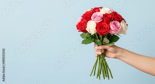 hand holding a bouquet of roses