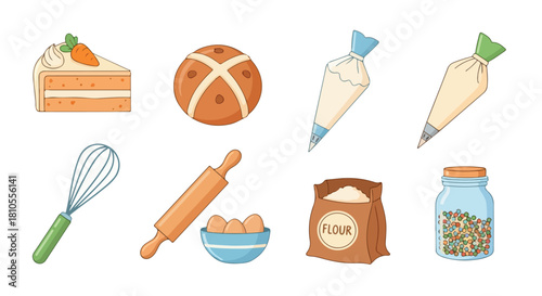 Baking ingredients and tools collection
