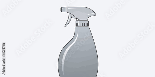 Spray Bottle Illustration with Clean Lines and Soft Reflections