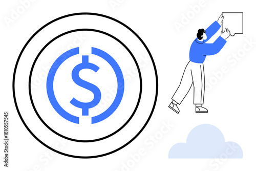 Digital currency concept. Digital financial transactions ed with a dollar symbol and technology interaction. Digital currency for fintech, banking innovation, cashless payments, blockchain, online