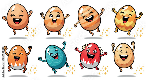 Happy dancing eggs with transparent background