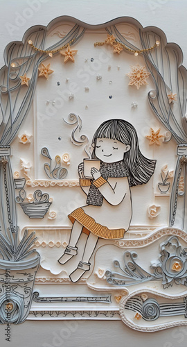 Girl and a cup of hot chocolate 