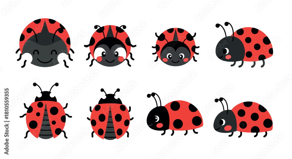 Fototapeta premium Ladybug collection with transparent background