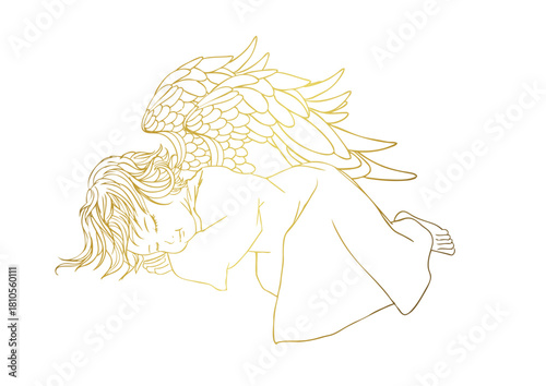 眠っている天使の子供のイラスト