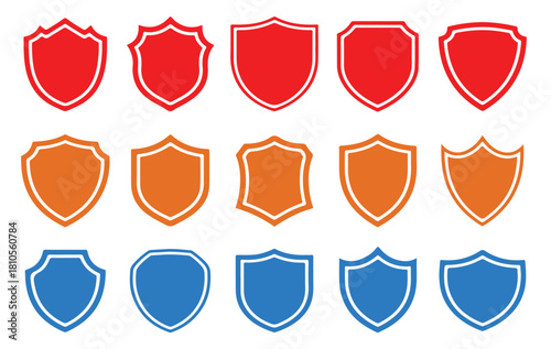 Collection of Shield Icons in Various Colors and Styles