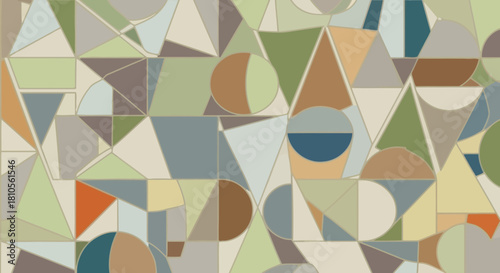 Abstract geometric pattern composed of varied shapes and earthy