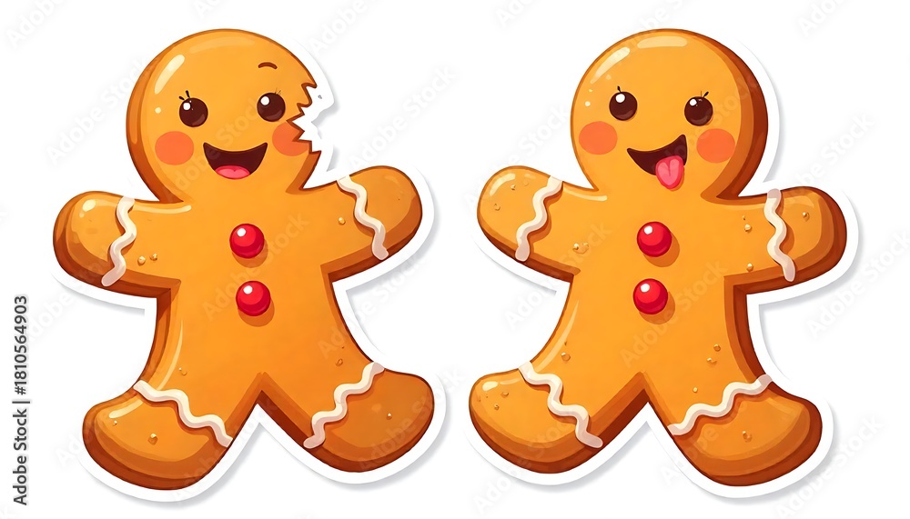 Obraz premium gingerbread man on a white background, Gingerbread man cookie broken into two pieces, showing a clear separation with a transparent background, created with generative ai