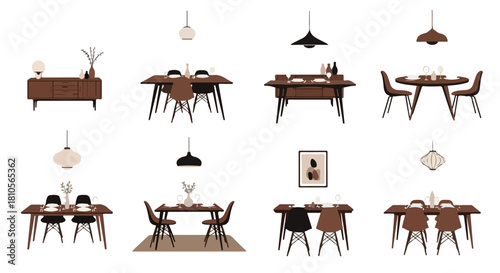 Mid-century modern dining room furniture set