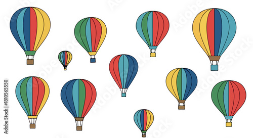 Colorful hot air balloons floating in the sky