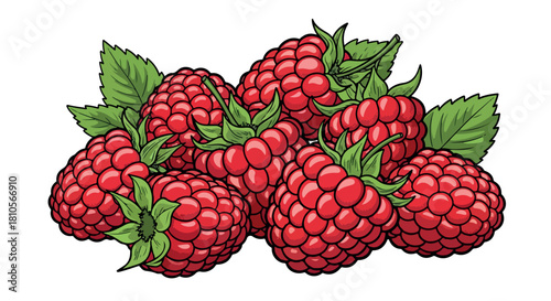 Ripe raspberries with transparent background