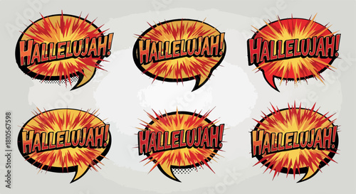 Hallelujah exclamation bubbles with dynamic burst effect