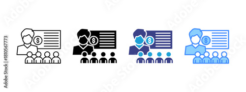 Training icon set multiple style collection