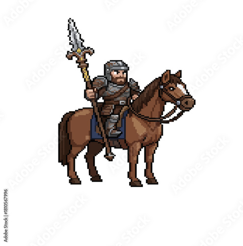 pixel art frontier lance rider patrolling outer borders