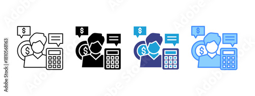 Financial Advisor icon set multiple style collection