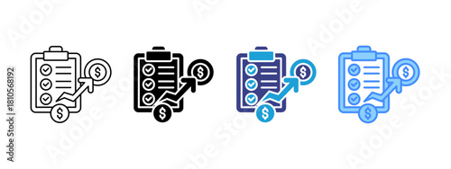 Planning icon set multiple style collection