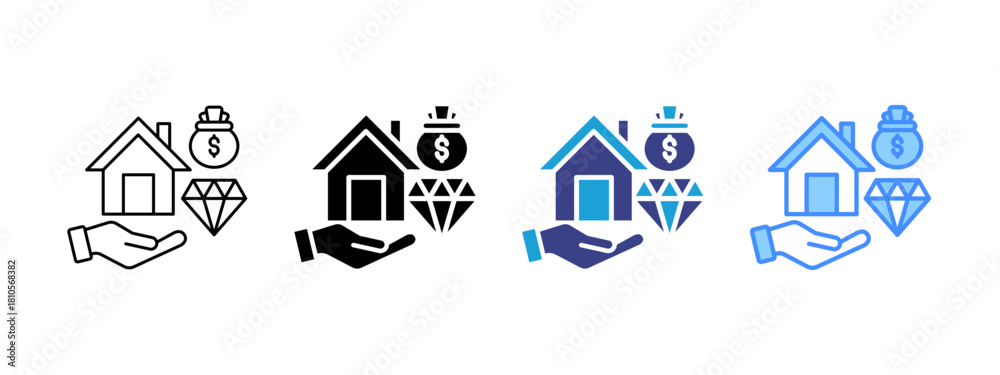 Obraz premium Assets icon set multiple style collection