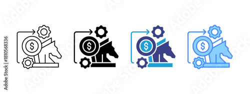 Strategy icon set multiple style collection
