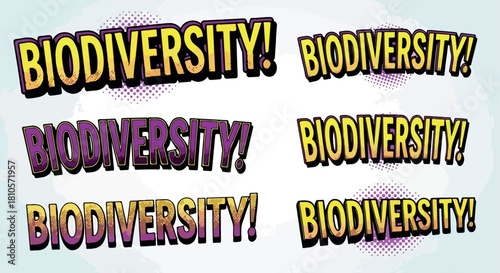 Biodiversity word art with world map background