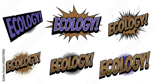 Ecology word burst comic style with transparent background