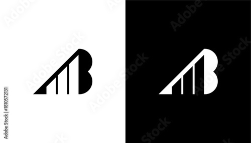 Modern business letter b arrow growth grow logo design
