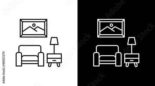 Interior White Icon Set Design
