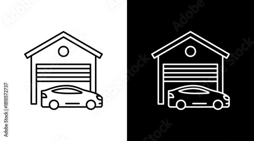 Garage White Icon Set Design
