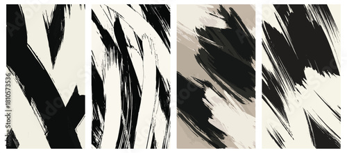 set of abstract grey brush stoke background vector wallpaper