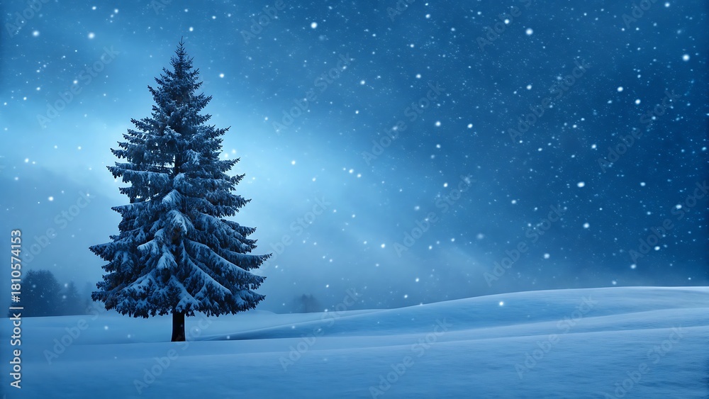 Obraz premium Winter Wonderland with Snow and Christmas Tree