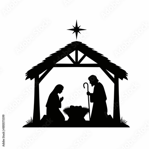 silhouette vector illustration of the birth of jesus christ