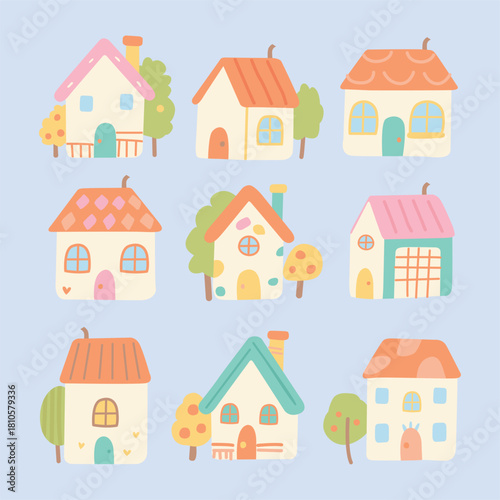 Colorful Cottage Illustration Pack 