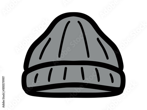 グレーのニット帽のシンプルな手書きイラスト