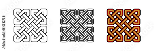 interwoven Celtic Knot Decorative Ornament Pattern Vector Illustration Set